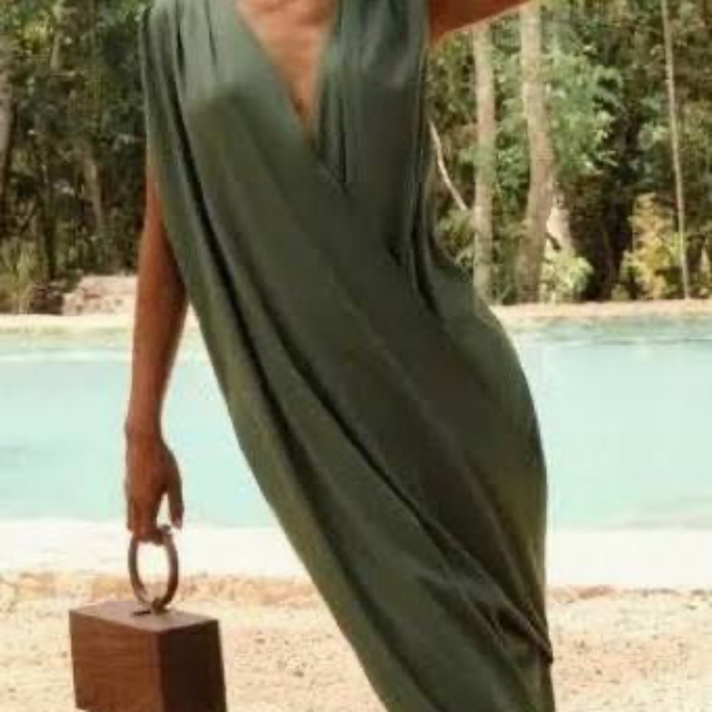 Andrea Iyamah Sayo Draped Linen-Blend Kaftan Size: S/M